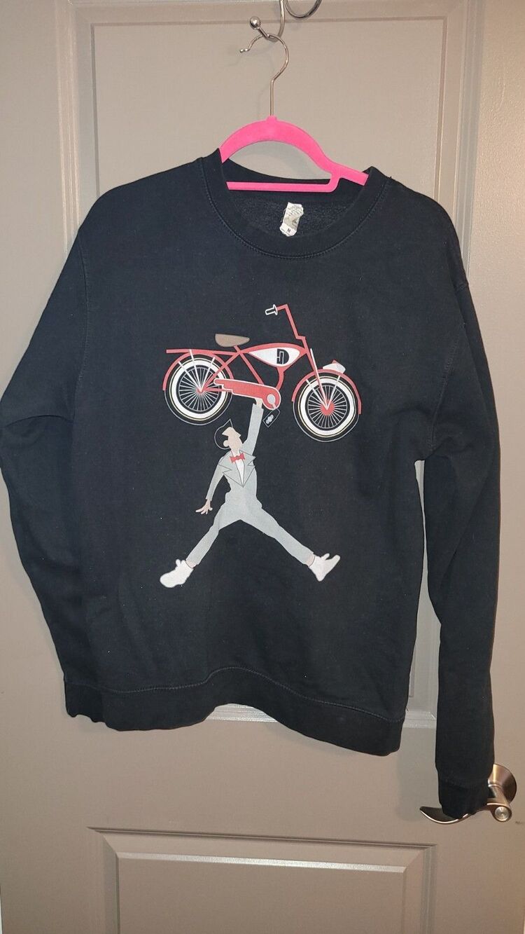 Pee-wee Herman Air Jordan Bike Black Graphic Sweatshirt Size Medium